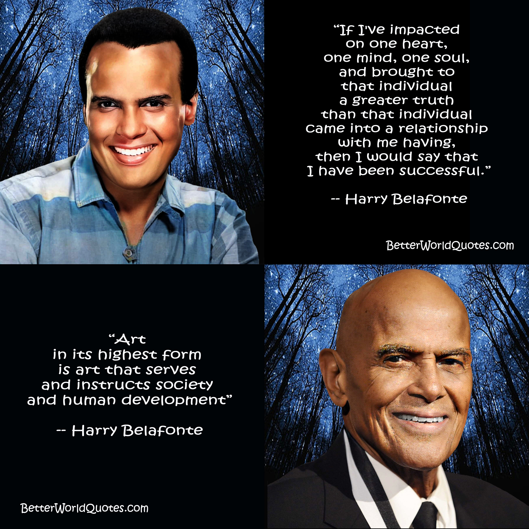 Harry Belafonte: Art in its highest form is art that serves and instructs society and human development.